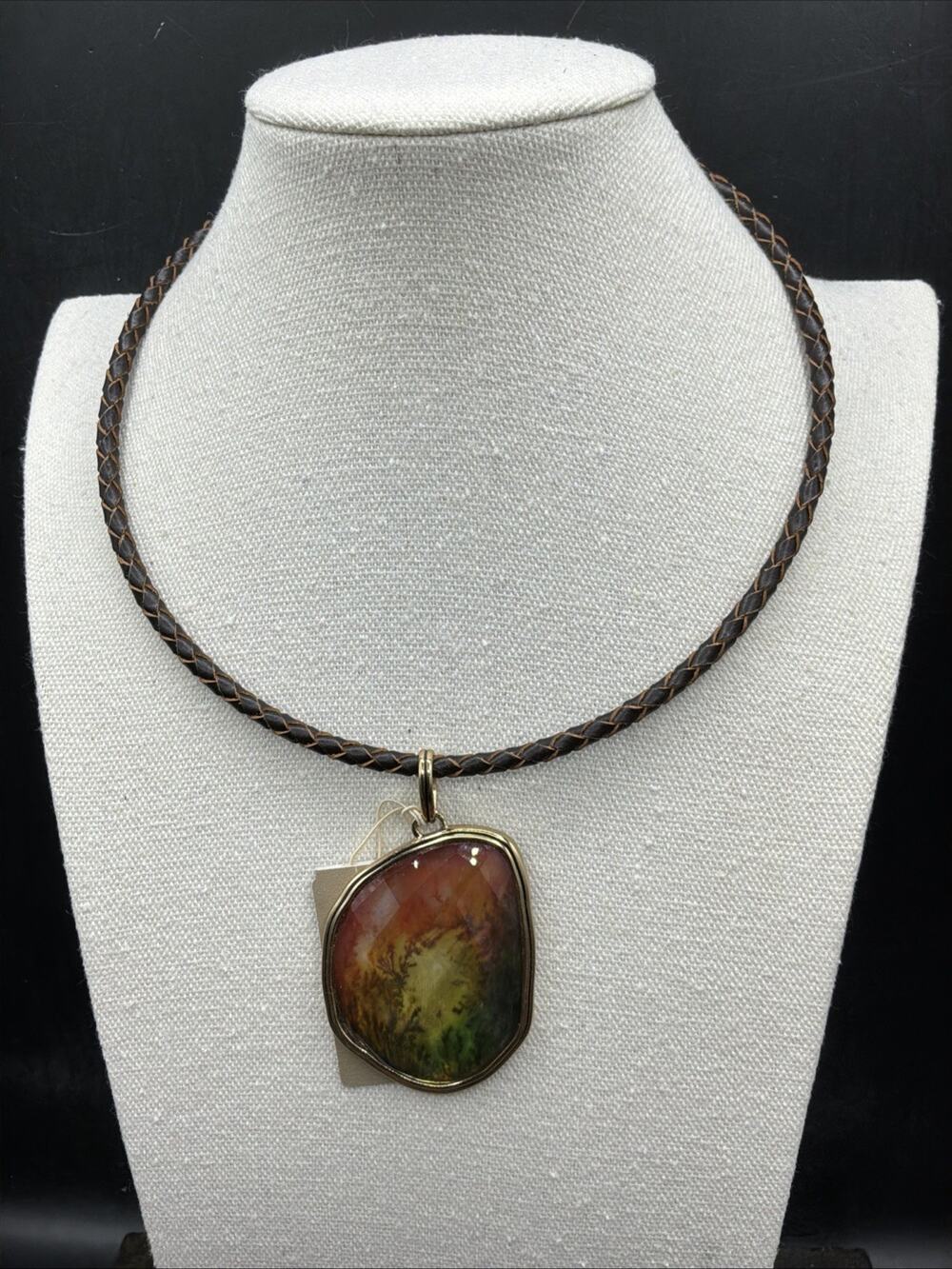 Barse Scenic Pendant Collar Necklace - Clear Quartz- Bronze-NWT